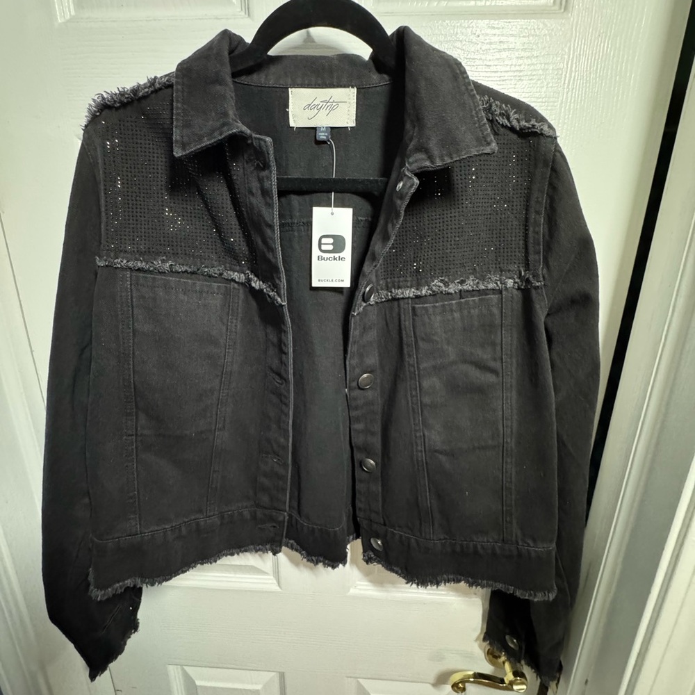 Daytrip Black Denim Rhinestone Jacket NWT Women’s Size M
